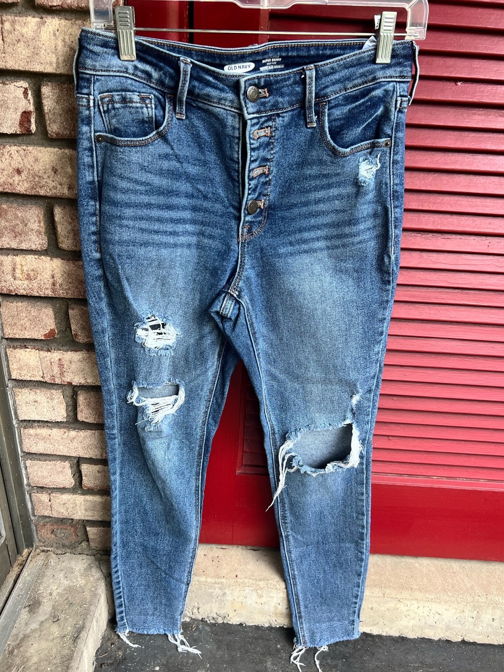 Old Navy Women's Rockstar Super Skinny Distressed High Rise Jeans Size 4